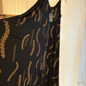 Kahulale'a - Beautiful Black/Gold Small Dress - Pua Kalaunu print